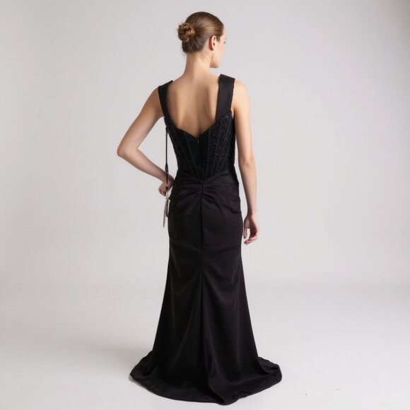 JOVANI 36402B Block Corset Off the Shoulder Long Black Prom Dress Size 6 NEW - Picture 3 of 8